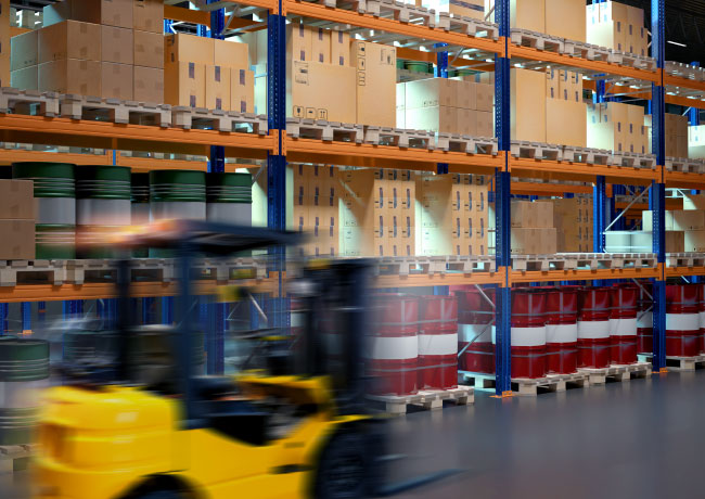 Forklift Working in a Warehouse Forklift Working in a Warehouse