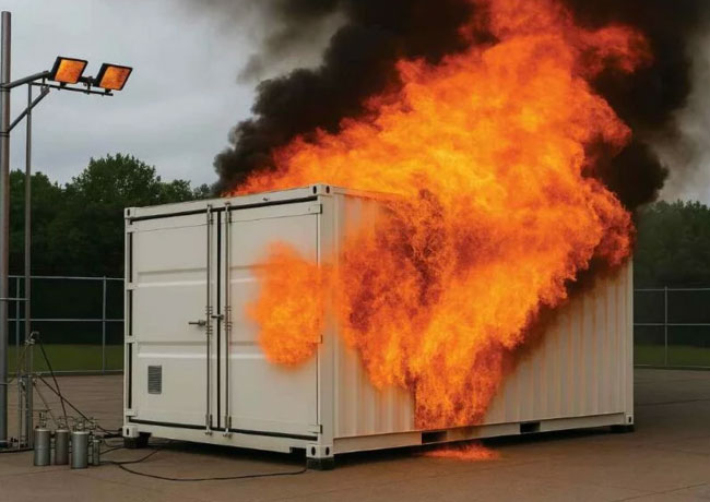 BESS Container on Fire